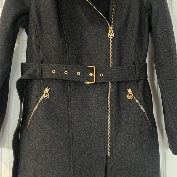 MICHAEL Michael Kors charcoal Belted Trench Coat with Gold Hardware - Picture 8 of 8